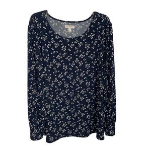 Women’s Navy Floral Blouse Size 2X